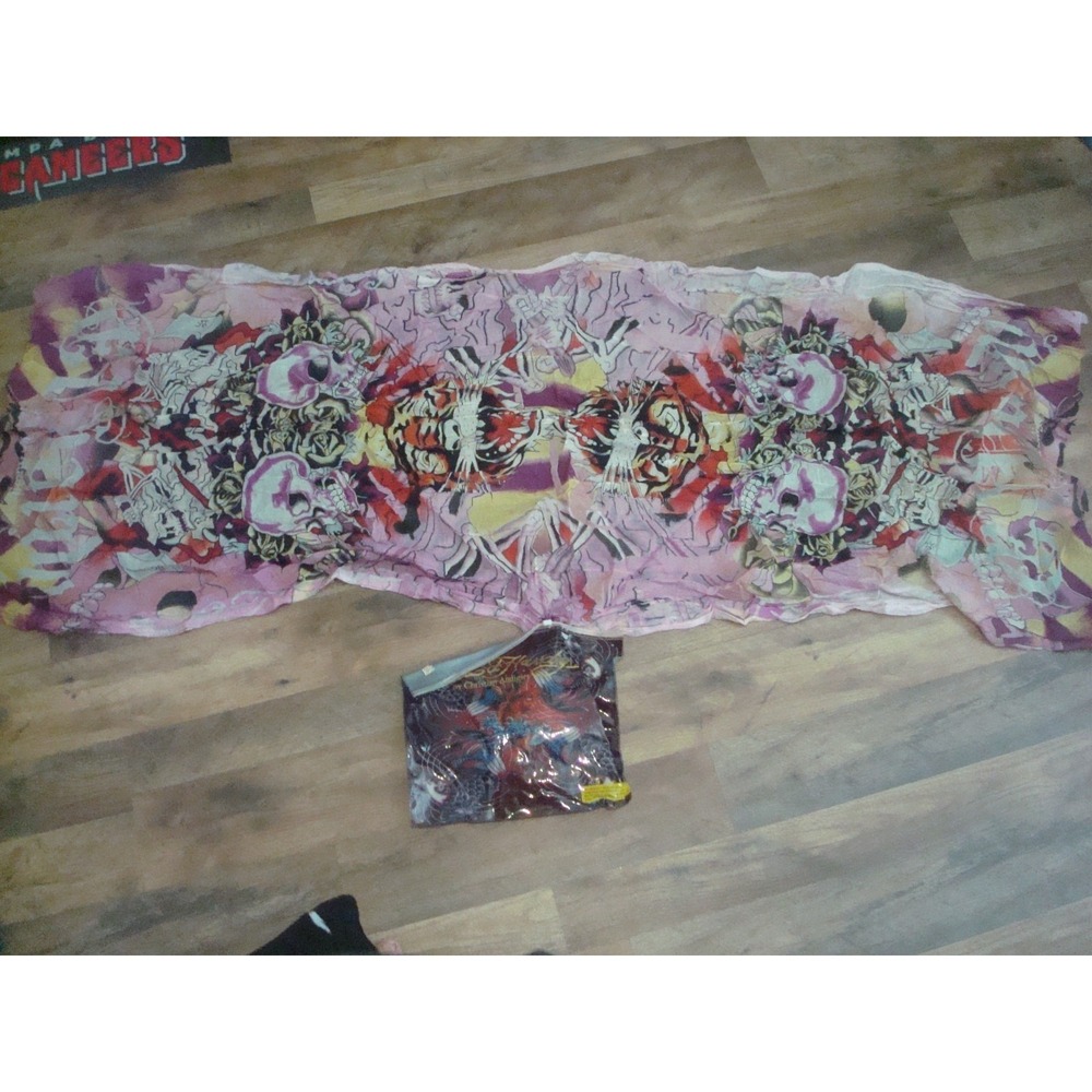 ED HARDY‎ SCARVE CHRISTIAN AUDIGIER 24X60  DEADSTOCK  VINTAGE TT3